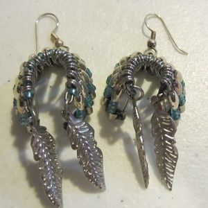 Beaded indian headdress pierced earrings